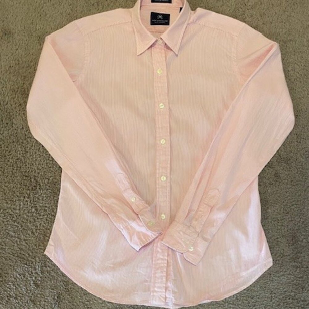 New England Shirt Company Pink/White Stripe Button Down - Size M, Made in USA